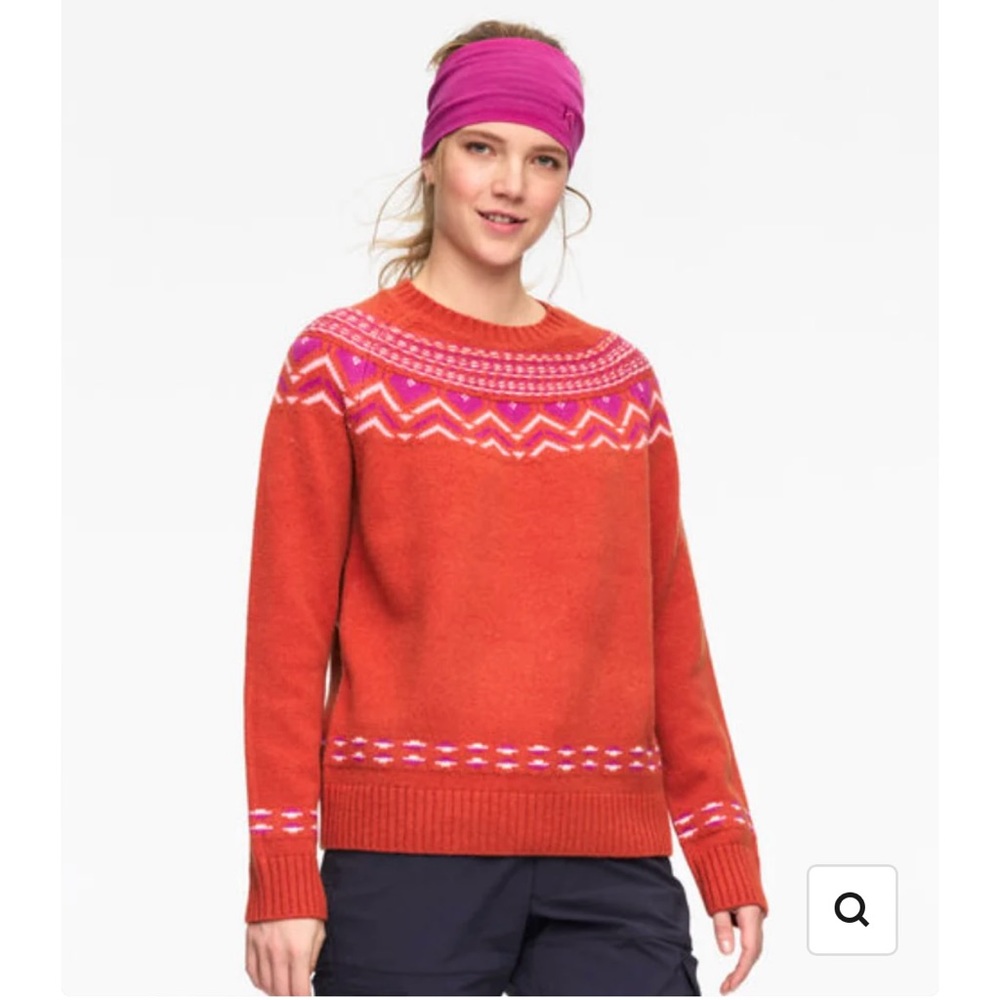 Kari Traa deep Orange Nordic print wool blend sweater‎ size small